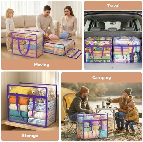 6 Pack Clear Storage Bags for Clothes, 45L Closet Organizers and Storage - Image 6
