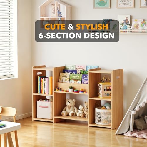 SpaceAid 6-in-1 Bookshelf Storage Organizer, Montessori Bookcase - Image 4