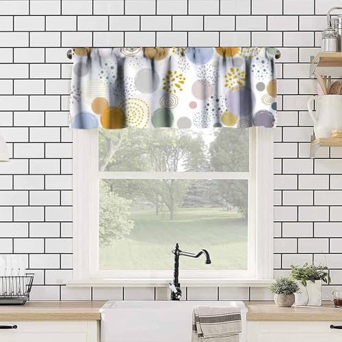 Colorful Circles Kids Valance Curtain, Modern Polka Dot Firework Boho Abstract - Image 4