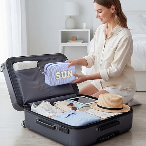 Sanwuta Seersucker Cosmetic Bags Sun Bag Sunscreen Pouch - Image 6