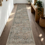 JOLLYVOGUE Runner Rug, 2x10 Washable Vintage Floral Rug, Vintage Brown by JOLLYVOGUE