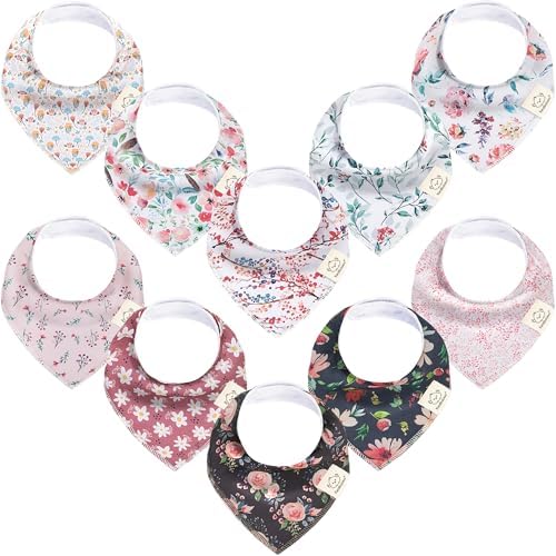 10pk Organic Baby Bandana Bibs for Drooling and Teething by KeaBabies