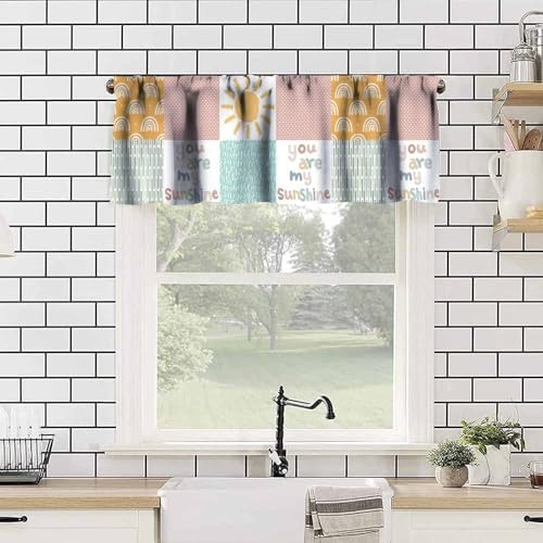 Rainbow Kids Curtains Valance, Boho Pastel Cartoon Cute Colorful Sky Clouds - Image 4