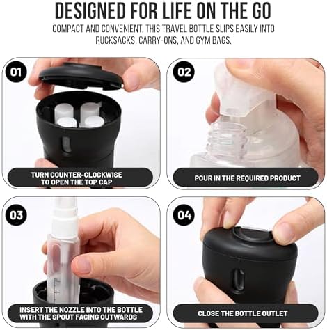 Travigo 4-in-1 Travel Dispenser Bottle Set, TSA Approved, Leak Proof, Reusable - Image 4