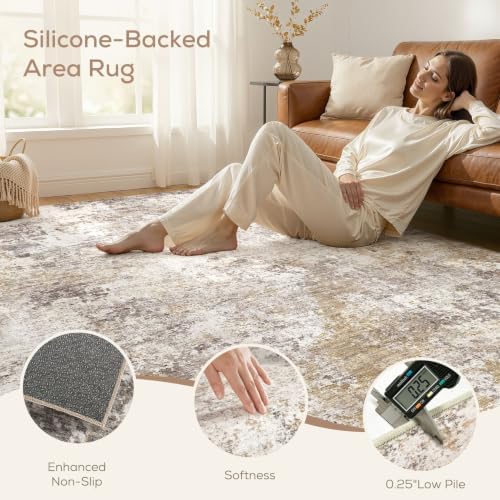 Nakagishi 10X14 Area Rugs for Living Room: Washable Modern Abstract Rug - Image 2