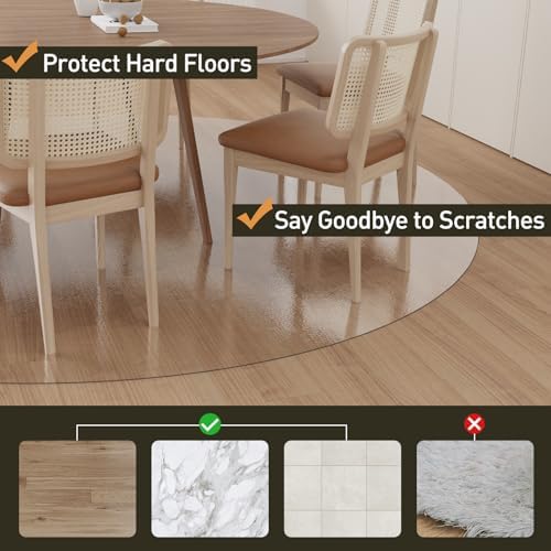 Clear Plastic Floor Mat for Under Dining Table, 4ft Round No Slip Waterproof - Image 4