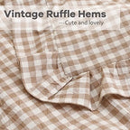 2 Pack Taupe White Gingham Ruffle Throw Pillow Covers 22''x22'' - Image 5
