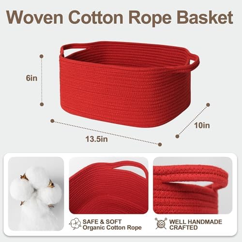 Cute Red Gift Basket, Woven Baskets - Image 2