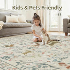 9x12 Area Rugs Boho Floral Washable Living Room Rug Neutral Carpet Bedroom - Image 5