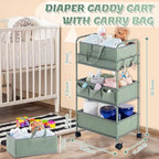Honeydak 2in1 Baby Diaper Caddy Organizer Cart Bedside Rolling Cart - Image 2
