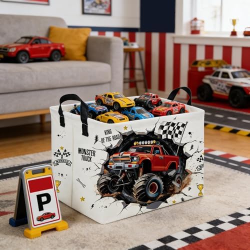 Rectangular Monster Truck Basket, Racing Car Storage Baskets, Cute Basket - Image 2