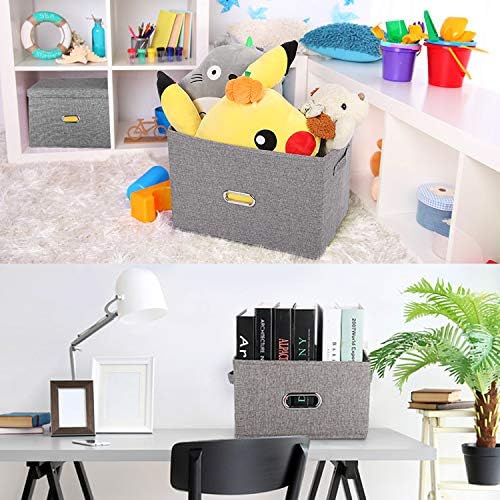 Large Linen Collapsible Storage Bins - Image 5