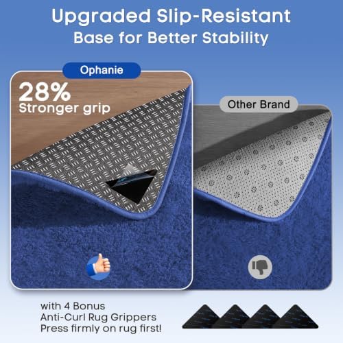 Ophanie Small Rug Washable Non Slip Throw Bedside Area Rugs, Fluffy Soft Blue - Image 4