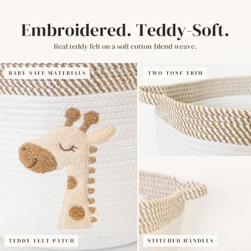 Giraffe Baby Storage Basket, Woven Cotton Rope Nursery Bin, 15x11 in - Image 3