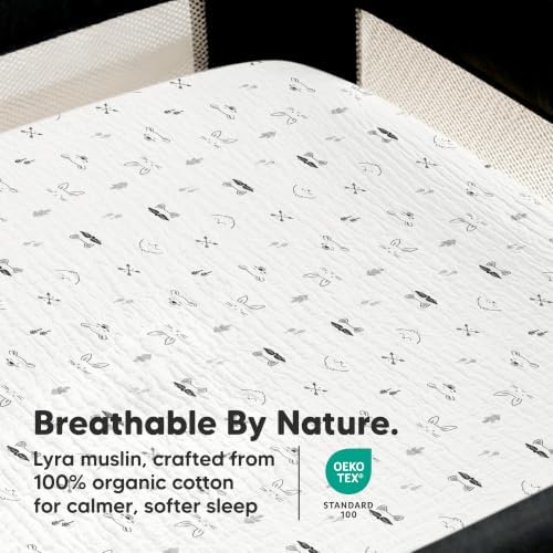 2-Pack Muslin Mini Crib Sheets for Boys, 38x26 Fitted Sheet - Image 4