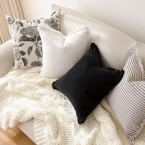 Foindtower Decorative Linen Fringe Throw Pillow Covers 18×18 Inch - Image 6