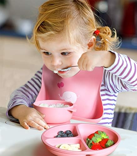 2-Pack Waterproof Silicone Baby Bib Lightweight Comfortable Easy-Wipe Clean - Image 5