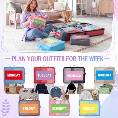 Woanger 7 Pcs Packing Cubes for Travel Days of Week Packing Cubes - Image 6
