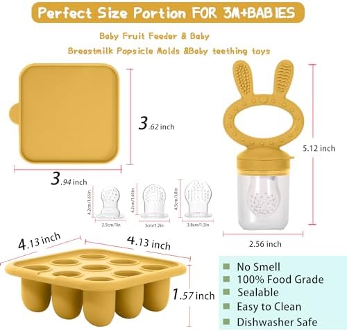 Baby Breastmilk Popsicle Molds & Baby Fruit Feeder, Baby Food Freezer Tray - Image 3