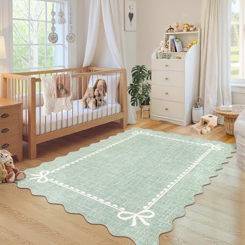GarveeHome Scalloped Bow Rug 5x7 Washable Rugs - Image 3