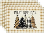 Artoid Mode Watercolor Brown Buffalo Plaid Christmas Trees Placemats Set of 4 by ArtoidMode