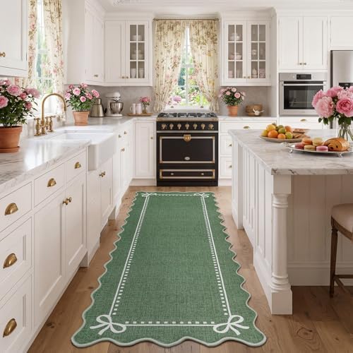 Garvee Scalloped Bow Runner Rug 2x6 Washable Kitchen Runner Rug Non-Slip - Image 3