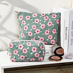 SOIDRAM 2 Pieces Sakura Makeup Bag Large Cosmetic Bag Capacity Canvas Mix - Image 6