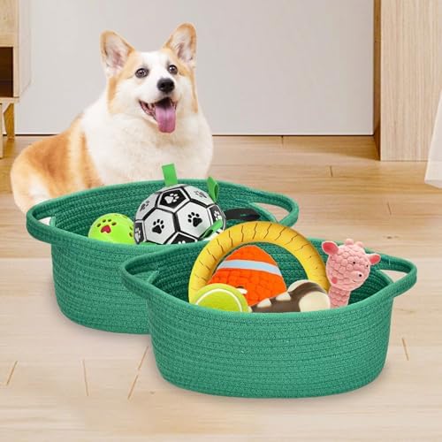 ABenkle Small Basket with Handles, Boho Decorative Rope Woven Dog Cat Toy - Image 3