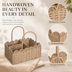 Large Wicker Diaper Caddy Organizer, Scalloped Nursery Basket - Image 6
