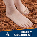 Chenille Bathroom Rug 17"x24" Burnt Orange, Non-Slip Plush Bath Mat - Image 4