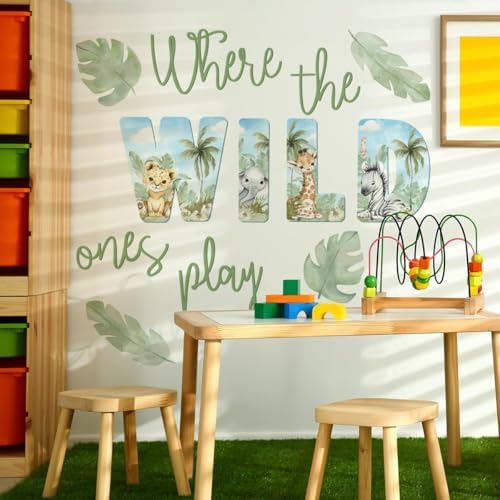 27.95x21.65 Inches Watercolor Wild Jungle Animal Wall Decals - Image 5