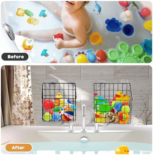 Greentainer 2 Pack Bath Toy Storage Organizer, Large Rustproof Metal Wire Basket - Image 4