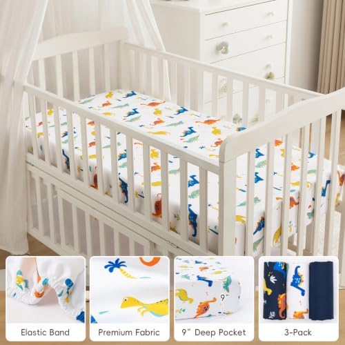 david's kids 3 Pack Fitted Crib Sheets, Ultra Soft Breathable Comfortable Baby - Image 3