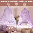 Purple Bed Canopy for Girls, Round Canopy from Ceiling - Image 3