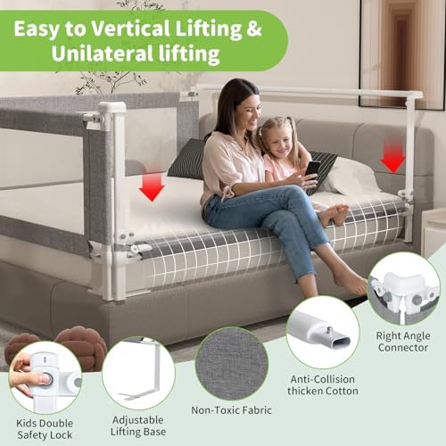 1-Piece Adjustable Height Baby Bed Rail, Kids Safety Guard Rails - Image 2