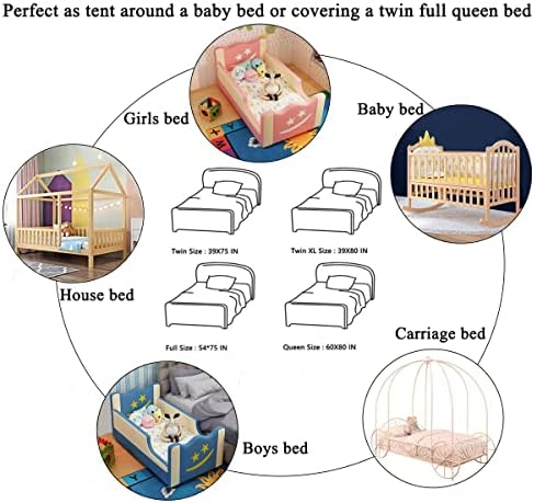 Bed Canopy with Lights for Girls, Extra Large Dome Mosquito Net Reading Nook - Image 7