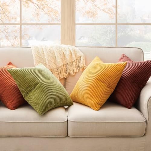 Topfinel Fall 20x20 Set of 4 Couch Decorative Pillow Covers, Modern Burnt - Image 4