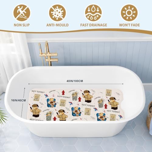 Teddy Island Bath Mat for Tub Non Slip Kids Bathtub Mat 40x16 Baby Bath Mat - Image 2
