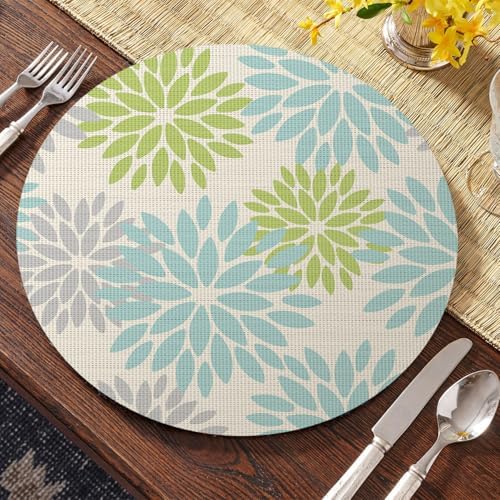 Artoid Mode Sage Dahlia Plastic Round Placemats Set of 4, 14 Inch Seasonal - Image 2