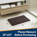 Chenille Bathroom Rug 20"x32" Brown, Non-Slip Plush Bath Mat - Image 2