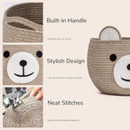 CherryNow Large Baby Basket for Gifts Empty, Cute Bear Design, Light Brown - Image 7