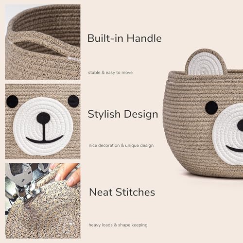 CherryNow Large Baby Basket for Gifts Empty, Cute Bear Design, Light Brown - Image 7