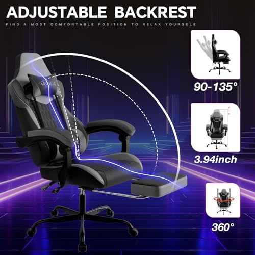 Gaming Chair with Footrest, High Back Gaming Chairs PVC Leather Ergonomic Gamer - Image 4