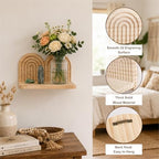 Artilady Boho Shelf Wall Decor, Wood Hanging Shelves - Image 4