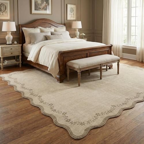GarveeHome Scalloped Area Rugs 8x10 Large Jute Washable Living Room Rug - Image 2