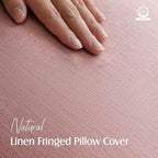 Foindtower Boho Linen Fringe Lumbar Throw Pillow Covers 12×20 Rose Pink - Image 2