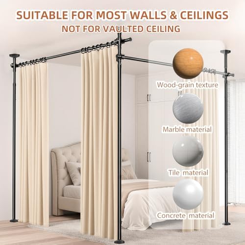 Room Divider No Drilling Curtain Rod Wall Divider - Image 4