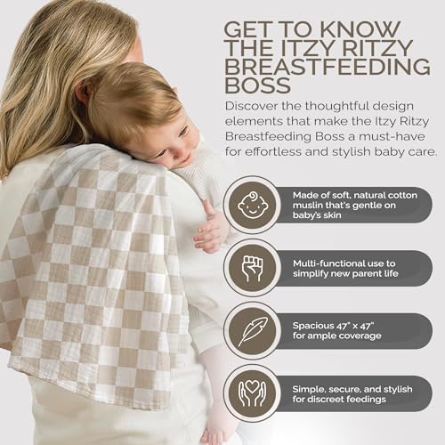 Itzy Ritzy Breastfeeding Boss Multi-Use Baby Wrap & Cover 47" x 47" - Image 3