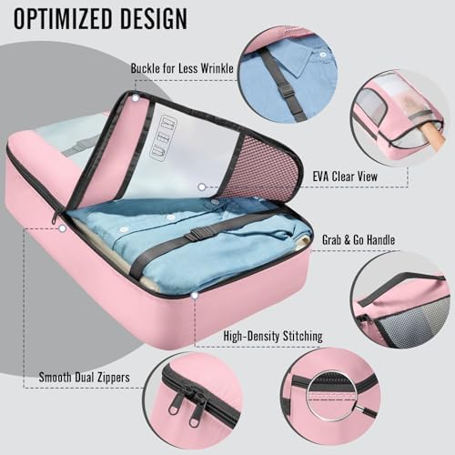 Veken 10 Set Packing Cubes for Travel Essentials, Anti-Wrinkle Buckled Suitcase - Image 4