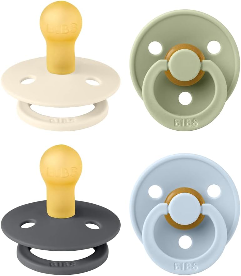 BIBS Color Pacifiers 4-Pack | BPA Free Soother Pacifier | Round Nipple | by BIBS